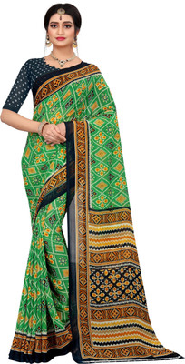 JS Clothing Mart Printed Banarasi Georgette Saree(Light Green)
