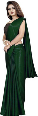 Queen worth Solid/Plain Assam Silk Pure Silk Saree(Green)