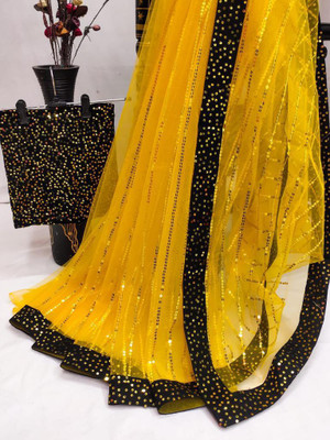 laxmibaa Embellished Bollywood Net Saree(Purple)