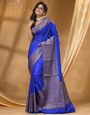 AVANTIKA FASHION Printed Kanjivaram Pure Silk, Art Silk Saree(Light Blue)