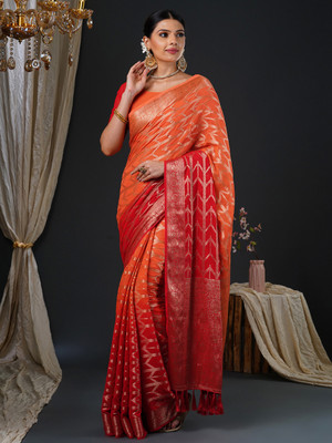 Tasrika Printed Kanjivaram Georgette Saree(Orange)