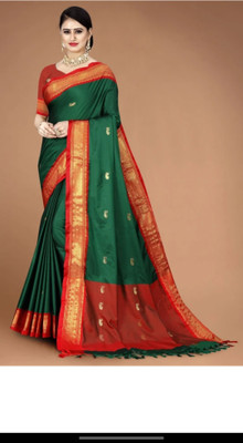 Mortal Textile Animal Print Assam Silk Cotton Silk Saree(Mustard)