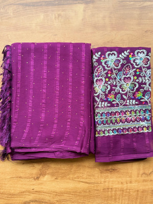MALAVIYA FASHION Embroidered Bollywood Chiffon Saree(Multicolor)