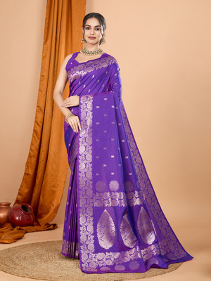 Nayanthara Trends Woven Banarasi Silk Blend Saree(Magenta)