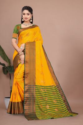 Nikita Fashion Tie-Dye Kanjivaram Jacquard Saree(Multicolor)
