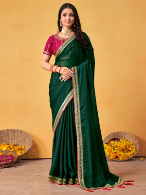 Tasrika Embroidered Bollywood Georgette Saree(Green)