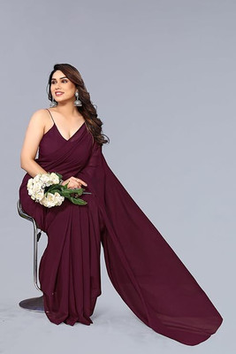 APEKSHAFASHION Solid/Plain Bollywood Chiffon Saree(Purple)