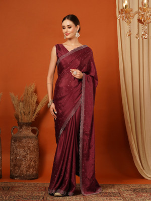 yourwish Embellished Bollywood Art Silk Saree(Red)