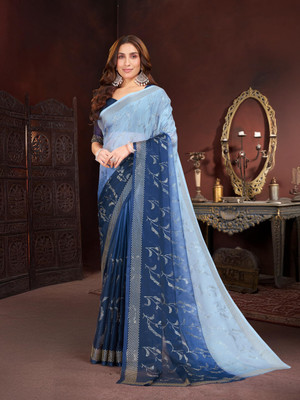 GARDEN VARELI Embellished Bollywood Chiffon Saree(Blue)