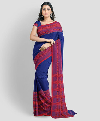 SSK Striped, Checkered, Temple Border Bollywood Handloom Pure Cotton Saree(White)
