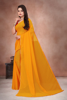 Damru trendz Digital Print Daily Wear Georgette Saree(Pack of 2, Yellow)