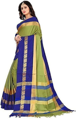 HouseOfCommon Printed Bollywood Cotton Silk Saree(Multicolor)