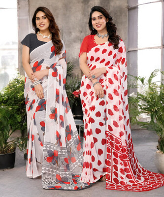 Moda Rapido Printed Bollywood Georgette Saree(Pack of 2, Multicolor)