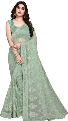vairagee Embroidered Bollywood Net Saree(Light Green)