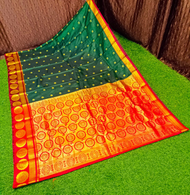 Spewim Woven Kanjivaram Art Silk Saree(Dark Green)