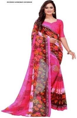 Saadhvi Printed Daily Wear Georgette Saree(Pink)