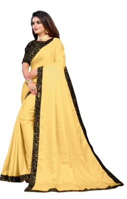 Vedant Vastram Self Design Bollywood Silk Blend Saree(Yellow)