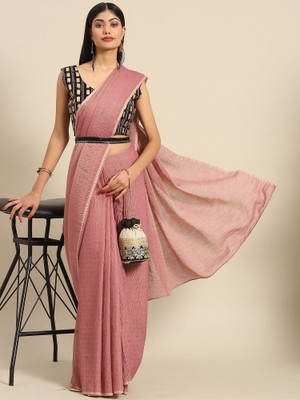 Sareemall Solid/Plain Bollywood Cotton Blend Saree(Purple)