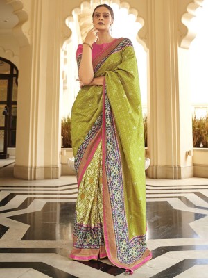 ANOUK Printed Daily Wear Tussar Silk Saree(Light Green)