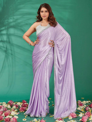 Sonali Fashion Embellished Bollywood Lycra Blend Saree(Purple)