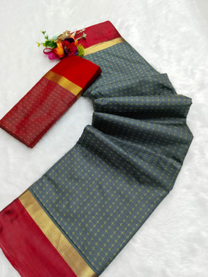 Mervadiya Self Design Kanjivaram Pure Silk, Art Silk Saree(Grey)