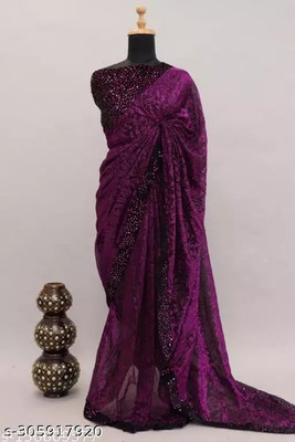 Vragi Printed Bollywood Lycra Blend Saree(Green)