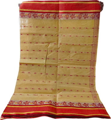 Charvi Lifestyle Woven Tant Pure Cotton Saree(Cream)