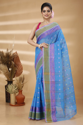 SRILOK Self Design Tant Pure Cotton Saree(Light Blue)