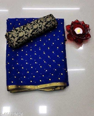 JiproStore Printed Daily Wear Chiffon Saree(Dark Blue)