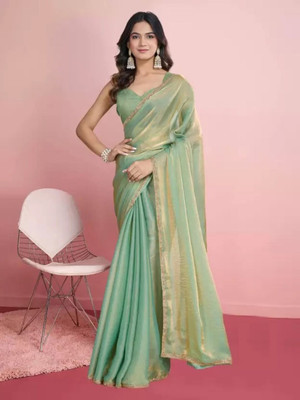 shree maruti fashion Printed Manipuri Chiffon Saree(Light Green)