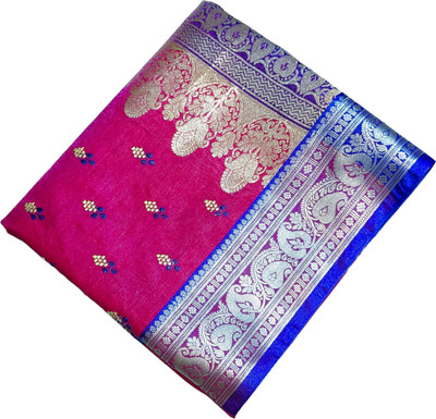 satrangi creation Embroidered Banarasi Satin Saree(Pink)