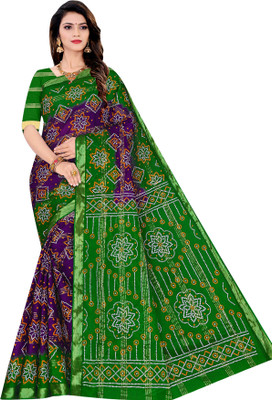 SARITA SAREES Printed Bandhani Pure Cotton Saree(Purple)
