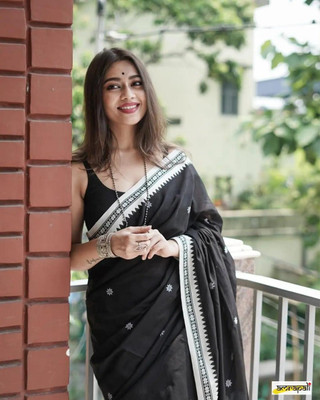 Anjali textile Printed Bollywood Pure Cotton Saree(Multicolor)