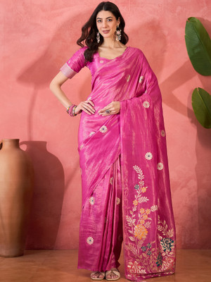 ShopGlobal Printed Mysore Polyester Saree(Pink)