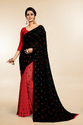 TTH Printed Daily Wear Georgette Saree(Red)
