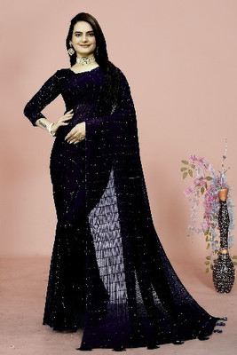 MB Shopee Embellished Bollywood Georgette Saree(Dark Blue)