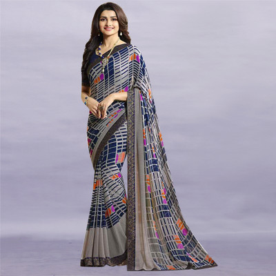 RUKHA FAB Printed, Self Design Bollywood Georgette Saree(Blue)