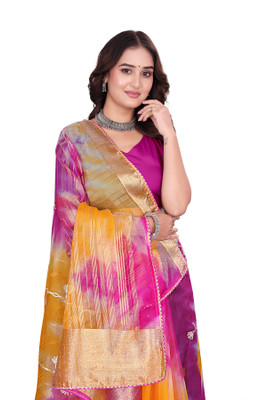 Aarunika BS Solid/Plain Bollywood Organza Saree(Pink)