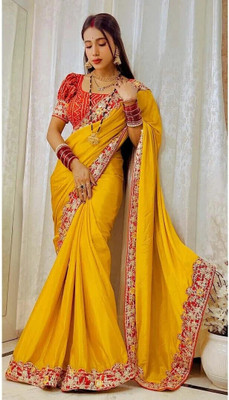 AVIRAT DESIGNER STUDIO Embroidered Bollywood Georgette Saree(Yellow)
