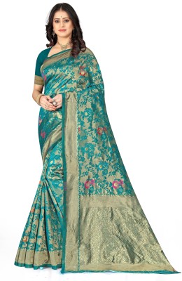 AMK FASHION Woven Banarasi Art Silk Saree(Light Green)