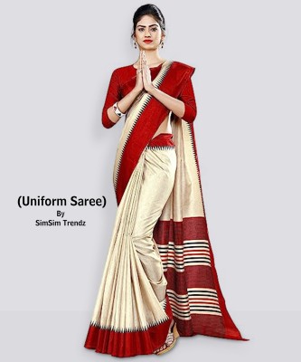 SimSim Trendz Printed Daily Wear Polyester Saree(Cream)