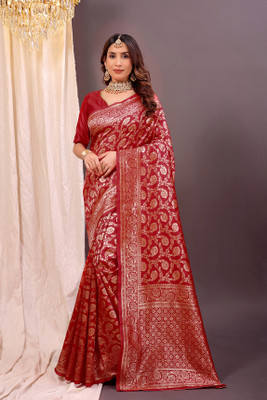 Suali Woven Banarasi Pure Silk Saree(Maroon)