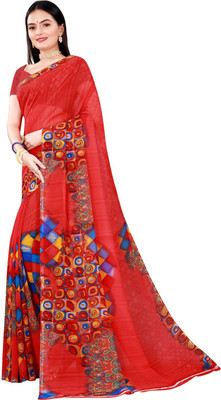 Suali Printed Bollywood Georgette Saree(Red)