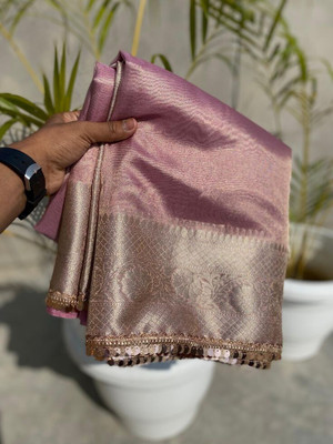 Banaras silk palace Woven Banarasi Tissue Saree(Pink)