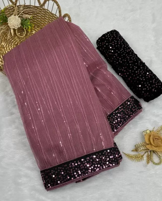 VKARAN Embroidered Bollywood Net Saree(Pink)