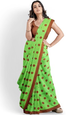 DipDiya Printed Handloom Pure Cotton Saree(Green)