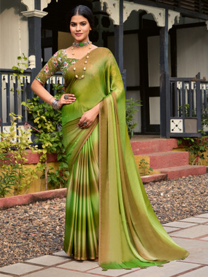 Tasrika Embellished Bollywood Chiffon Saree(Green)