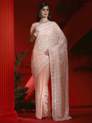 Divastri Embellished Bollywood Georgette Saree(Orange)