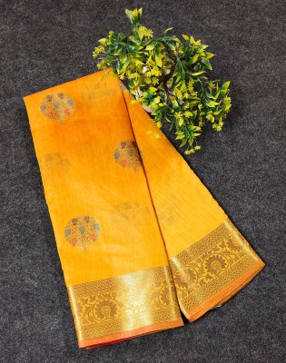 NARAYAN TEXTILES Woven Banarasi Cotton Blend Saree(Orange)