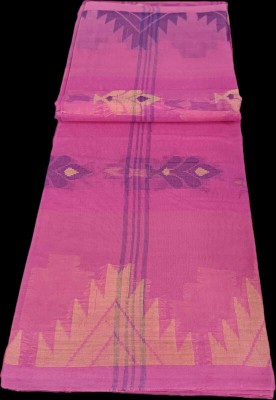 Balika bodhu Self Design Handloom Pure Cotton Saree(Pink)